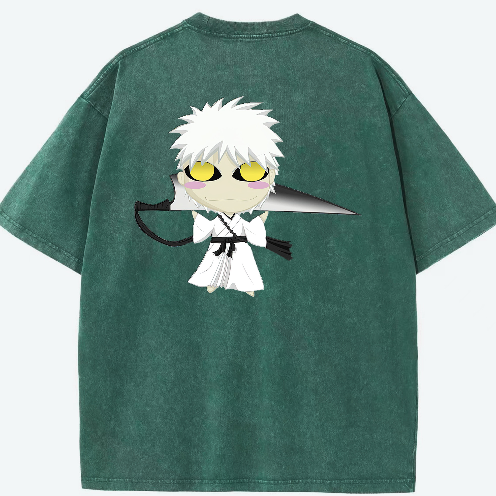 （画像用） ブリーチ 黒崎一護（くろさき いちご）BLEACH Kurosaki Ichigo 綿100% ヴィンテージ風 半袖Tシャツ（背面プリント）